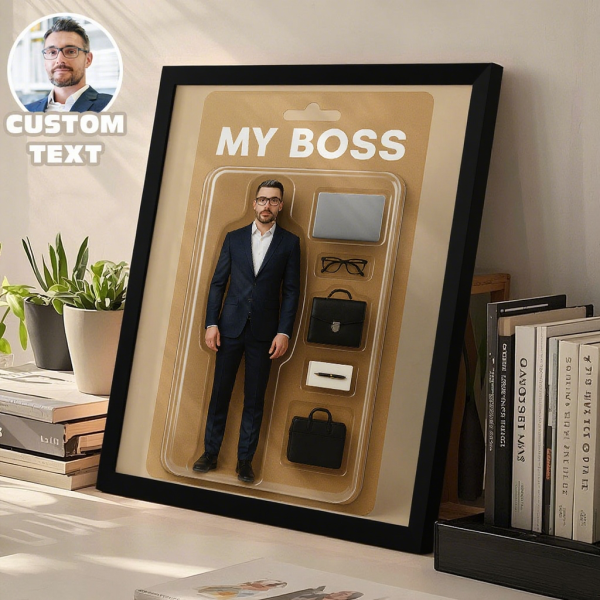 Boss Day Gifts Custom Toy Box Art Frame Best Boss Ever Personazlied Cartoon Frame Custom Action Figure Frame