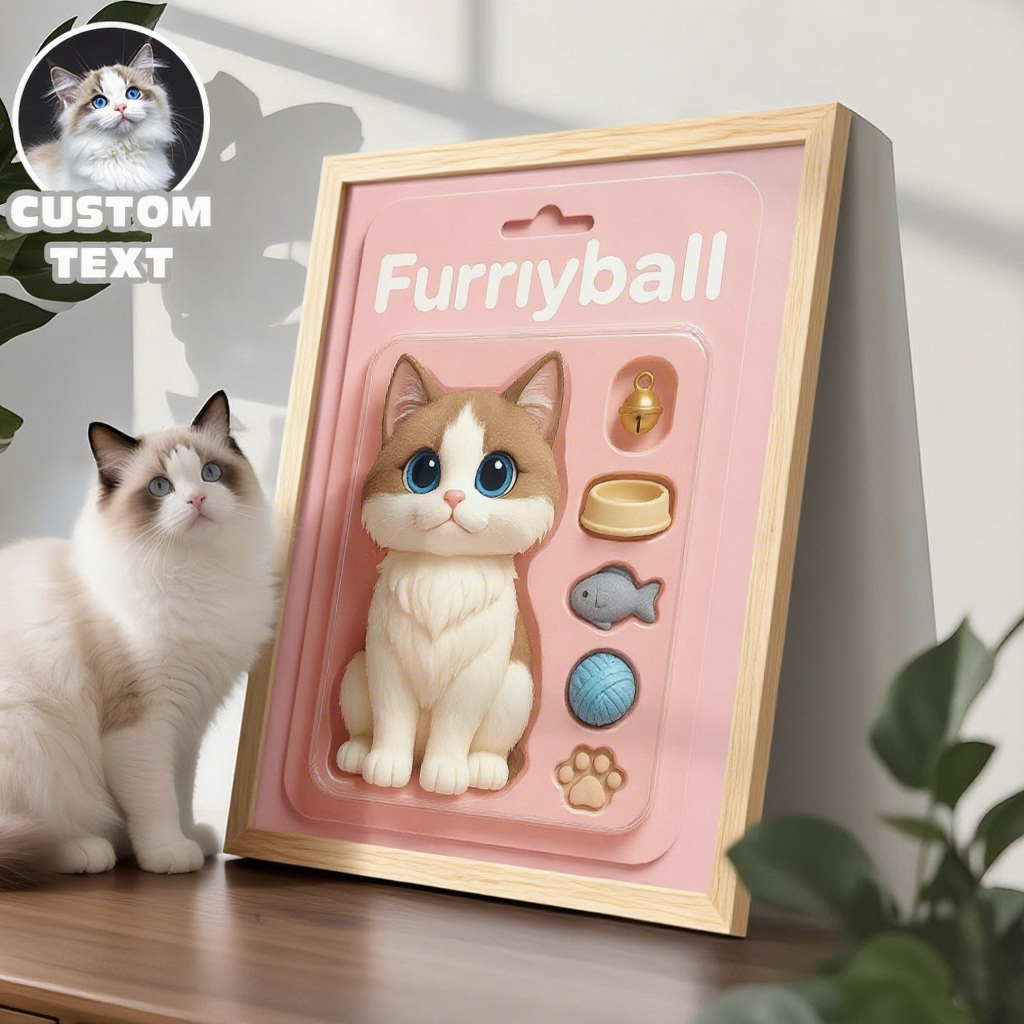 Custom Toy Box Art Frame for Pet Lover Custom Cartoon Style Pet Frame Turn Your Photo into Toy Frame