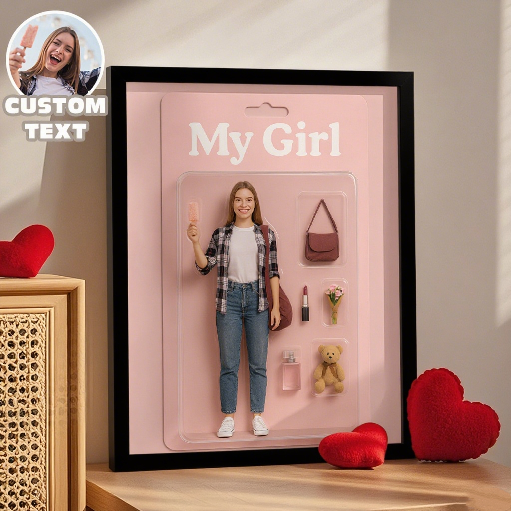 Gifts for Girlfriend Custom Toy Box Art Frame Personazlied Cartoon Frame Custom Action Figure Frame for Her