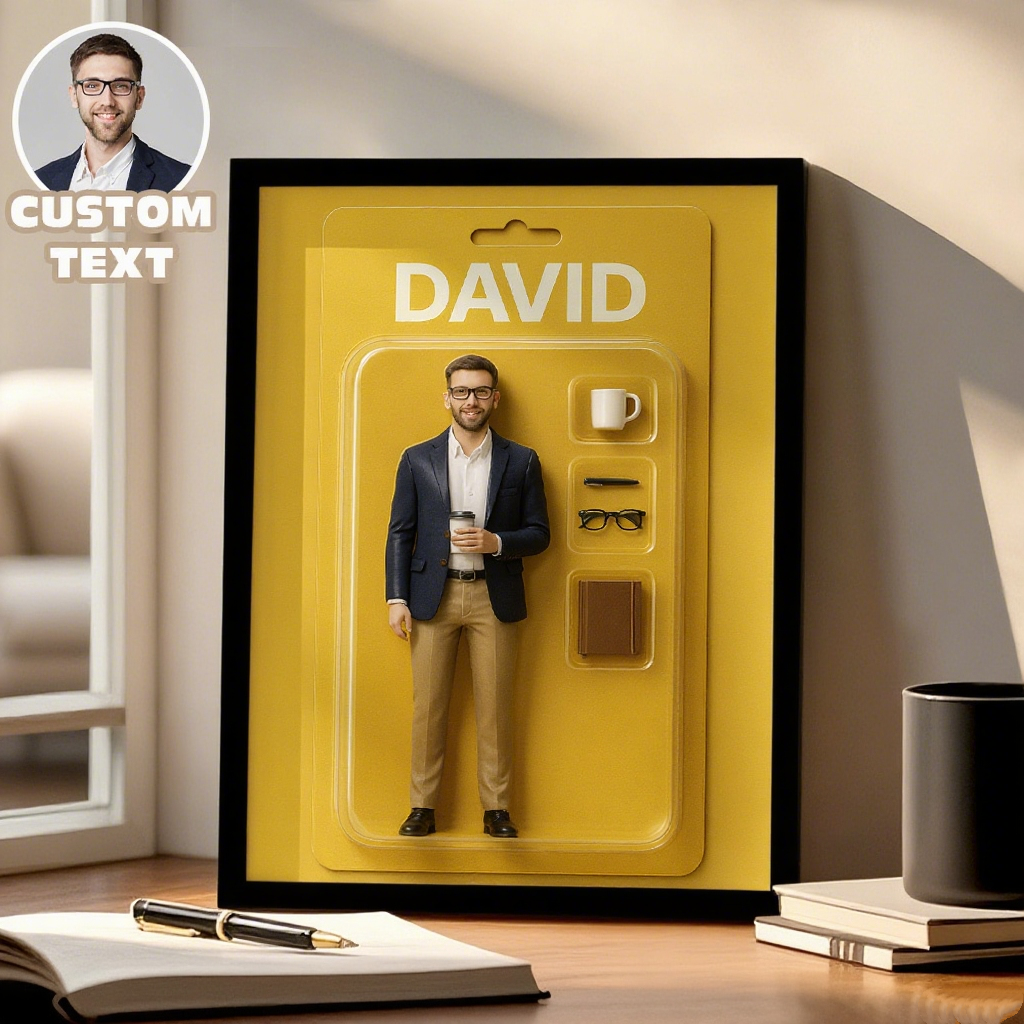 Custom Toy Box Art Frame for Business Man Personazlied Cartoon Frame Custom Action Figure Frame
