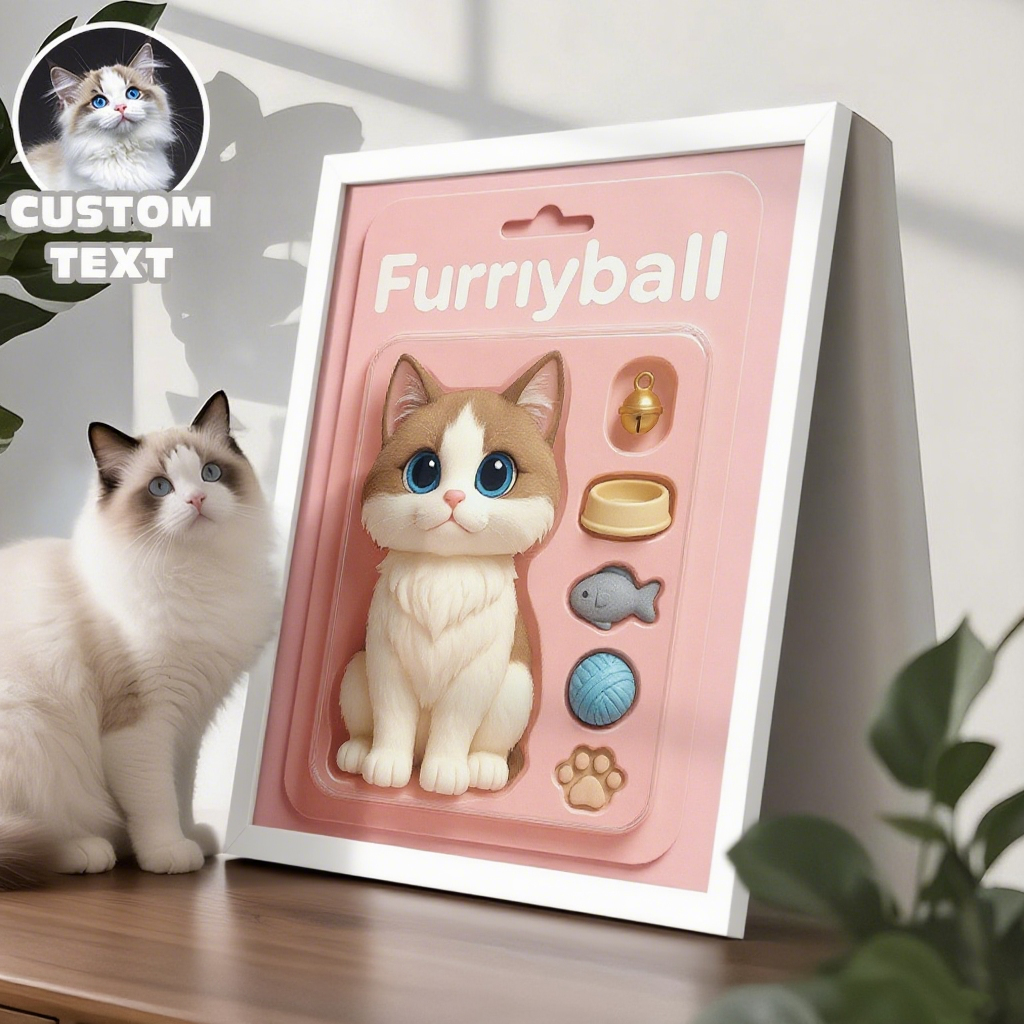 Custom Toy Box Art Frame for Pet Lover Custom Cartoon Style Pet Frame Turn Your Photo into Toy Frame