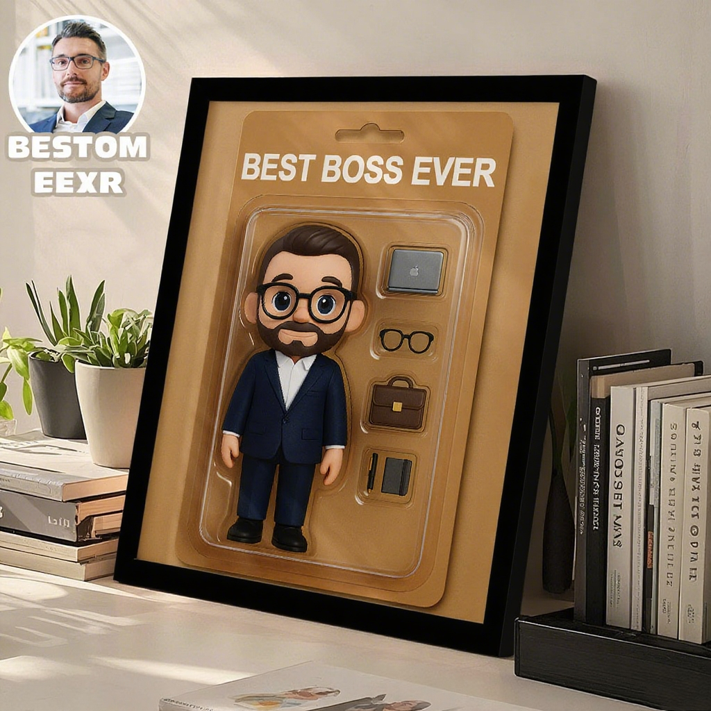 Boss Day Gifts Custom Toy Box Art Frame Best Boss Ever Personazlied Cartoon Frame Custom Action Figure Frame