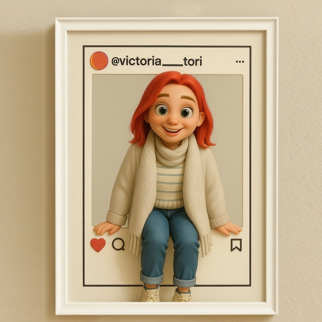 Personalized Cartoon Portrait Custom Photo Instagram Style Frame Gifts for Couple
