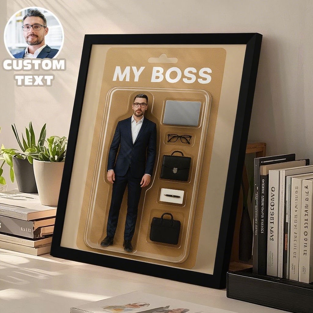 Custom Toy Figure Wooden Frame, Flat Printed Frame