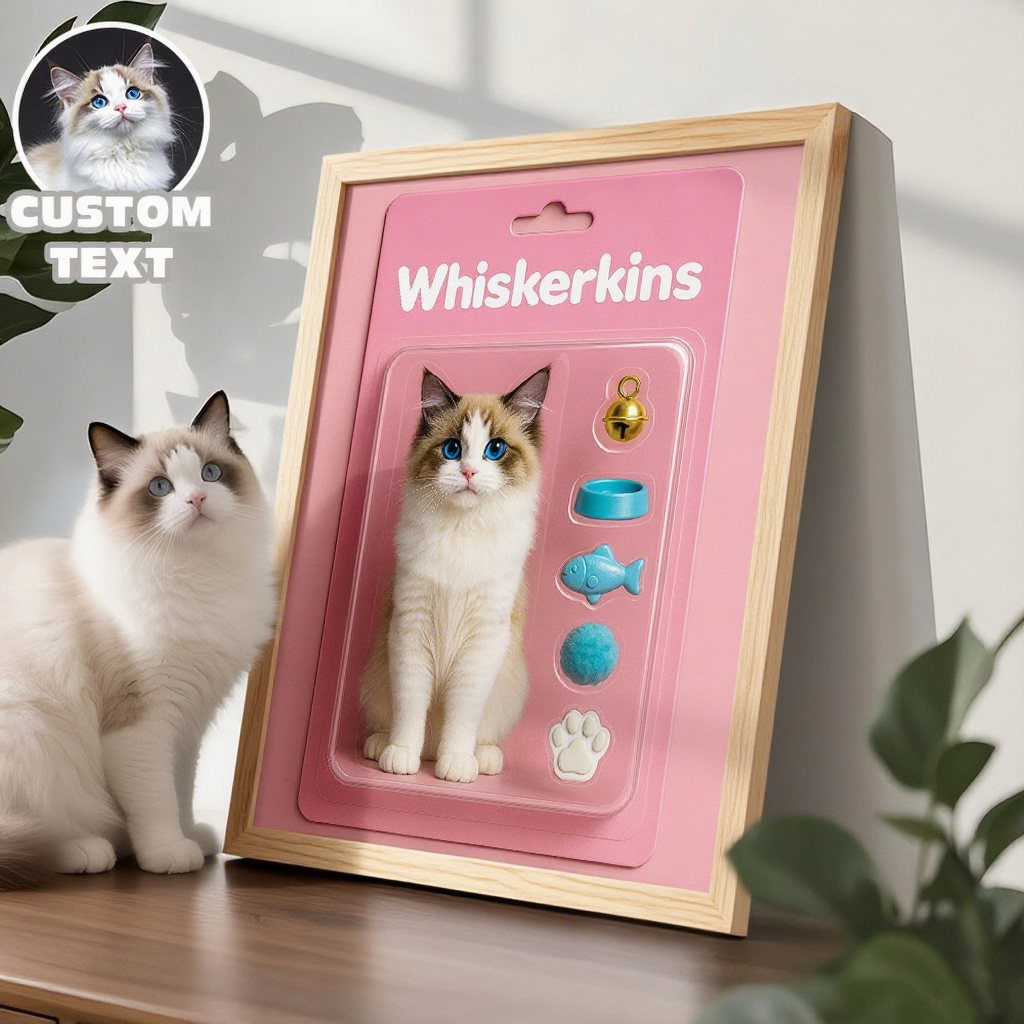 Custom Toy Box Art Frame for Pet Lover Custom Cartoon Style Pet Frame Turn Your Photo into Toy Frame
