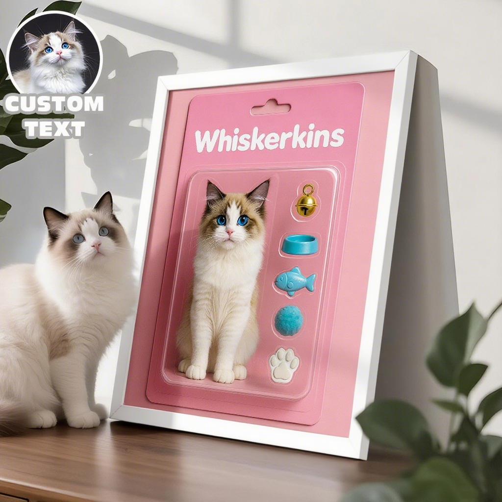 Custom Toy Box Art Frame for Pet Lover Custom Cartoon Style Pet Frame Turn Your Photo into Toy Frame