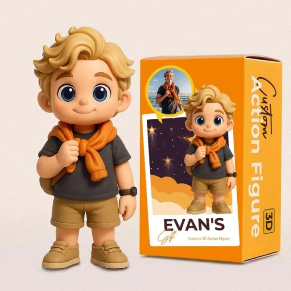 Custom 3D Action Figure From Your Photo Personalized Toy Figure for Travel Lover