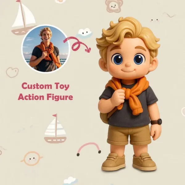 Custom 3D Action Figure From Your Photo Personalized Toy Figure for Travel Lover