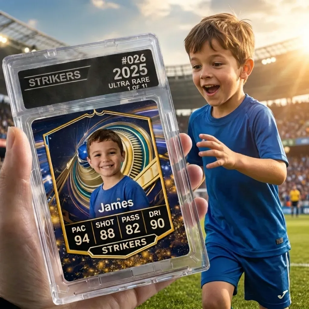 Personalized Football Birthday Card Custom Soccer Player Trading Card Gift for Boys - CustomCardverse
