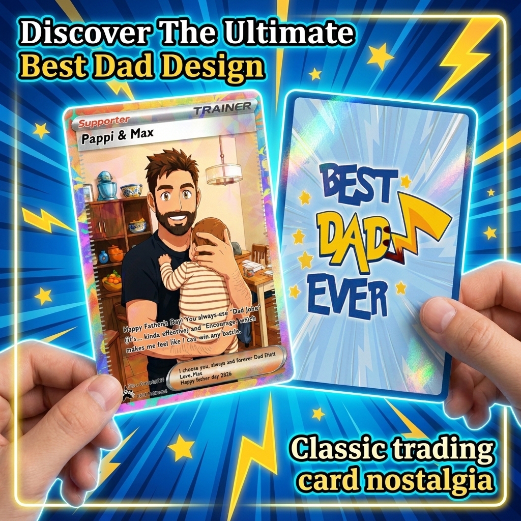 Custom Anime Father's Day Card - Personalized Dad & Me Illustration Battle Card