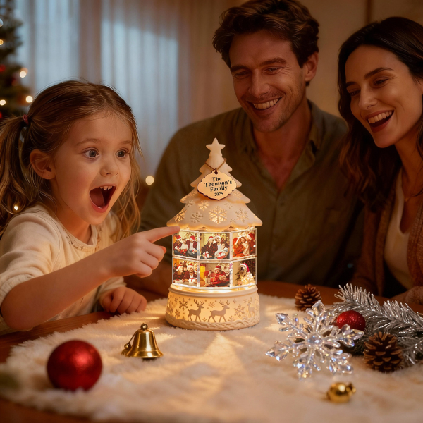 Custom Multi-Photo Rotating Night Light Music Box Engraved Family Keepsake Lamp Christmas Drift Bottle Light Christmas Tree Light Christmas Gift - soufeelus