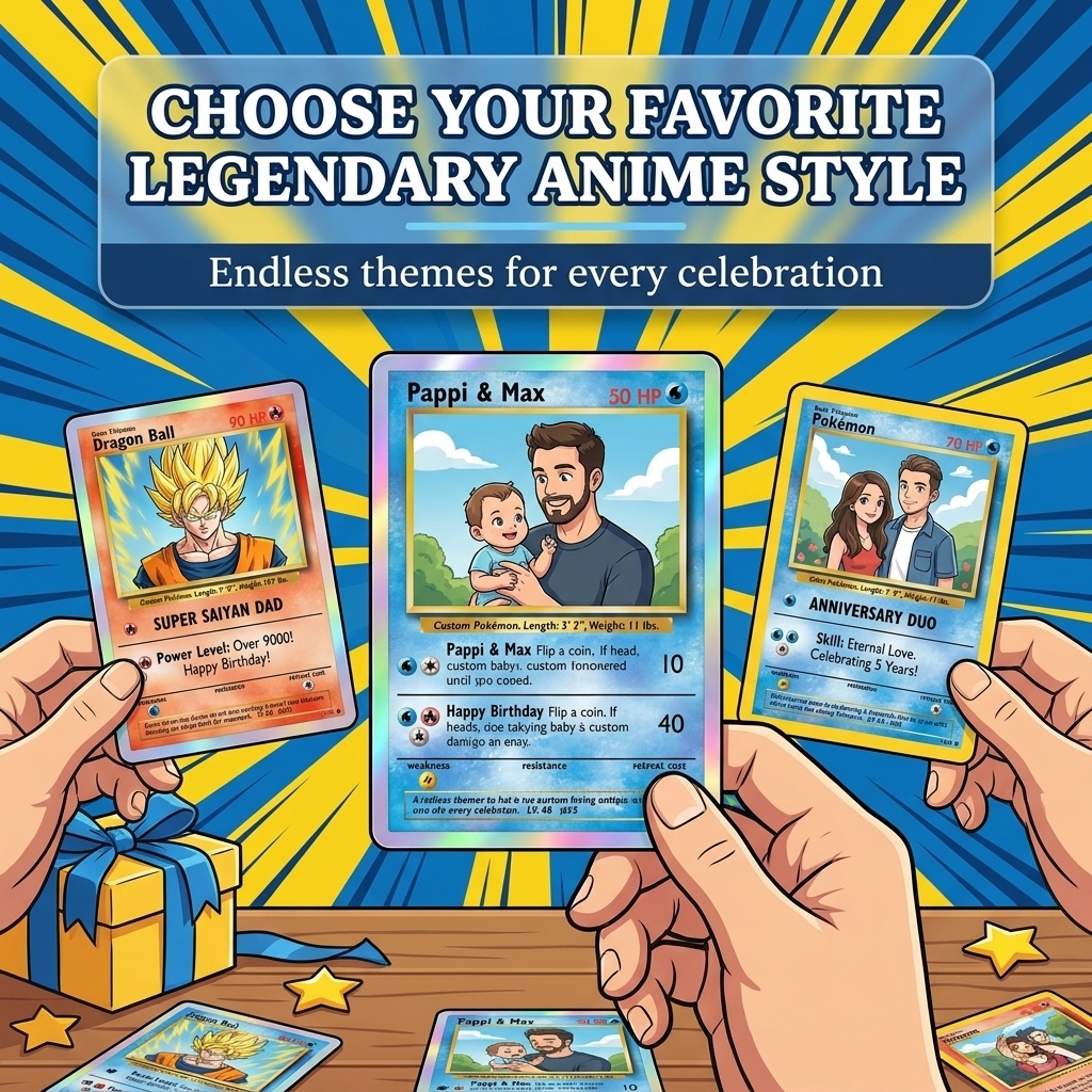 Custom Anime Father's Day Card - Personalized Dad & Me Illustration Battle Card