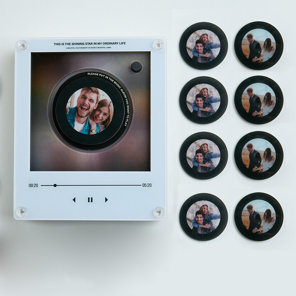 Custom Mini Vinyl Record Music Player With 9 Discs,  Magnetic Disc Music Player with Rechargeable Battery