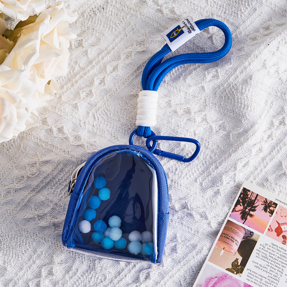 (4/6/8 size) 3D Colorful Fabric Bag Charm Strolling Figure Bag Blue - Photowatch