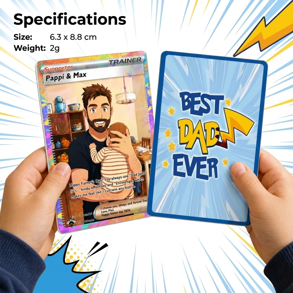 Custom Anime Father's Day Card - Personalized Dad & Me Illustration Battle Card