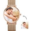 Engraved Women's Rose Gold Alloy Bracelet Photo Watch 36mm
