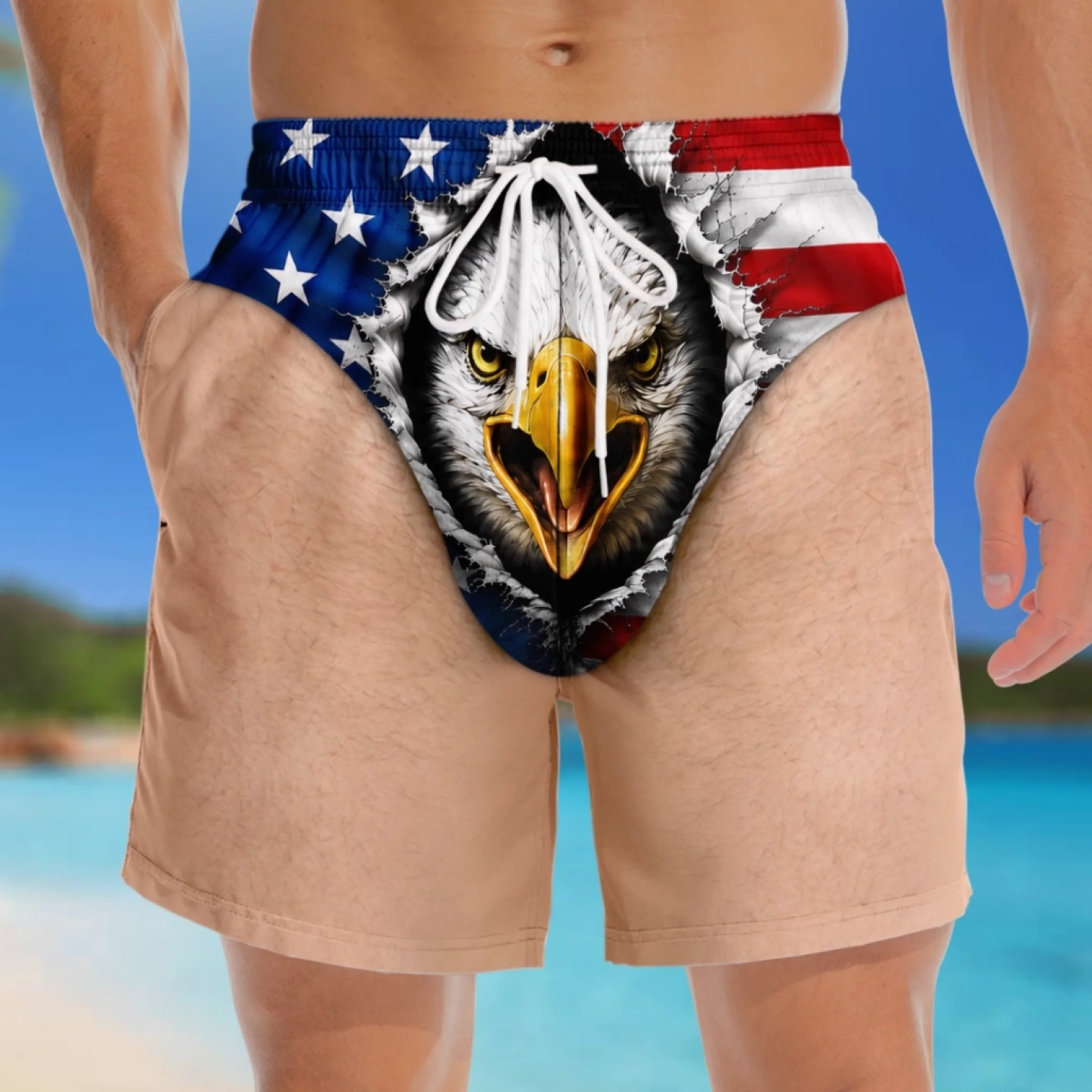 Custom Funny Patriotic Men's Swim Trunks Personalized Summer Vacation And Travel Gifts For Men - namenecklace