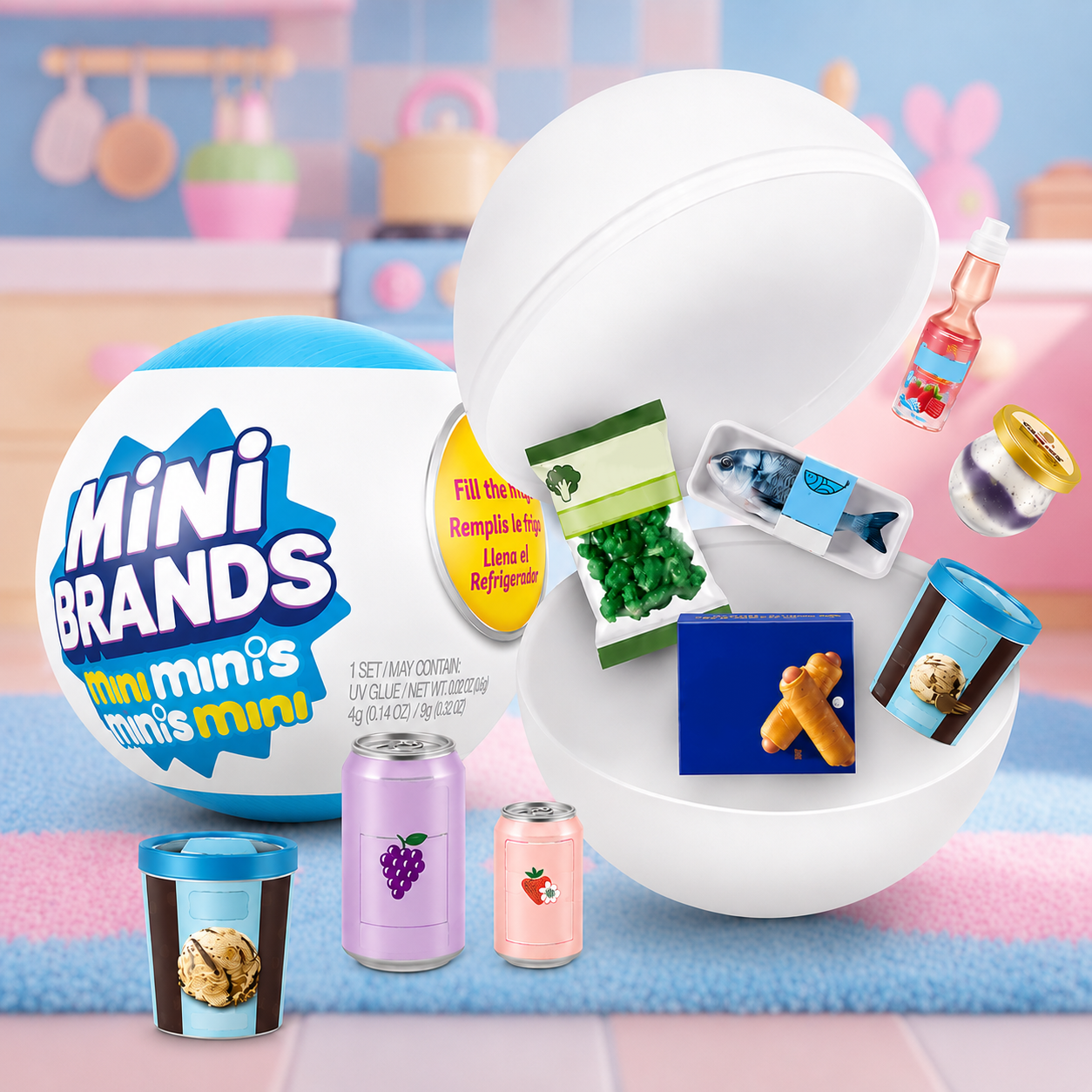 Mini Fridge Blind Box Toy Set, Cute Mini Fridge Blind Box, Tiny Food Collectibles & Surprise Miniatures, DIY Play Fridge for Collectors