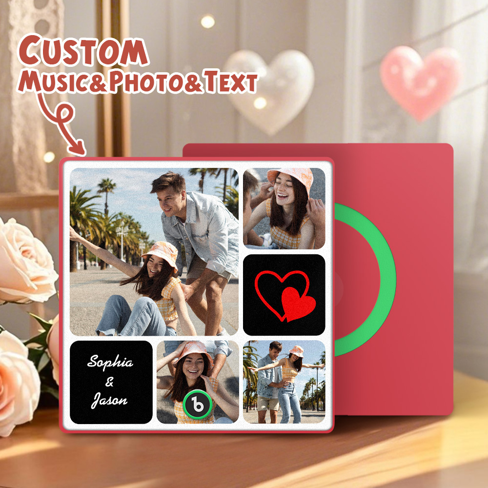 Custom Music Fridge Magnets Valentine's Day Gifts Custom Music Fridge Magnet Colorful Frame Album Fridge Magnet Can Play Songs Gift for Couple