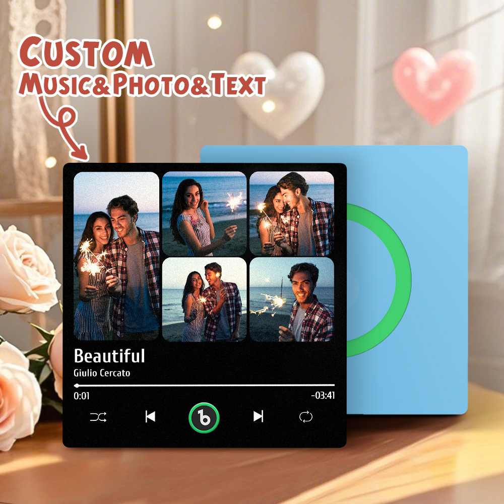 Custom Music Fridge Magnets Valentine's Day Gifts Custom Music Fridge Magnet Colorful Frame Album Fridge Magnet Can Play Songs Gift for Couple
