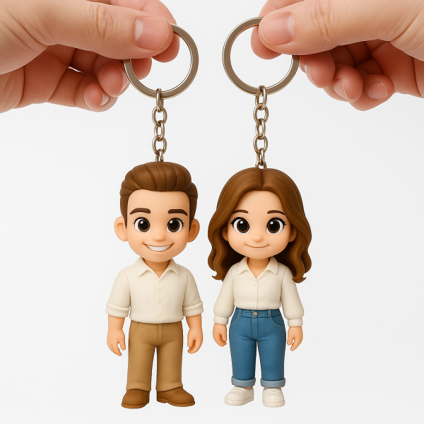 Custom 3D Keychain Figure from Your Photo Personalized Mini Doll Gift Idea