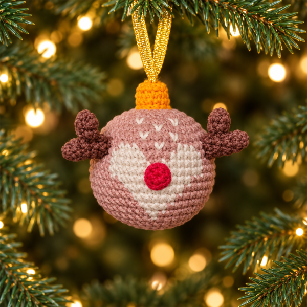Handmade Crochet Christmas Ornament with Foam Ball Core Cute Squeeze Decoration Holiday Gift