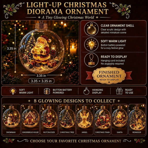 Enchanted Christmas Glow Ornament Miniature Holiday Scene Keepsake Best Christmas Gift for Family