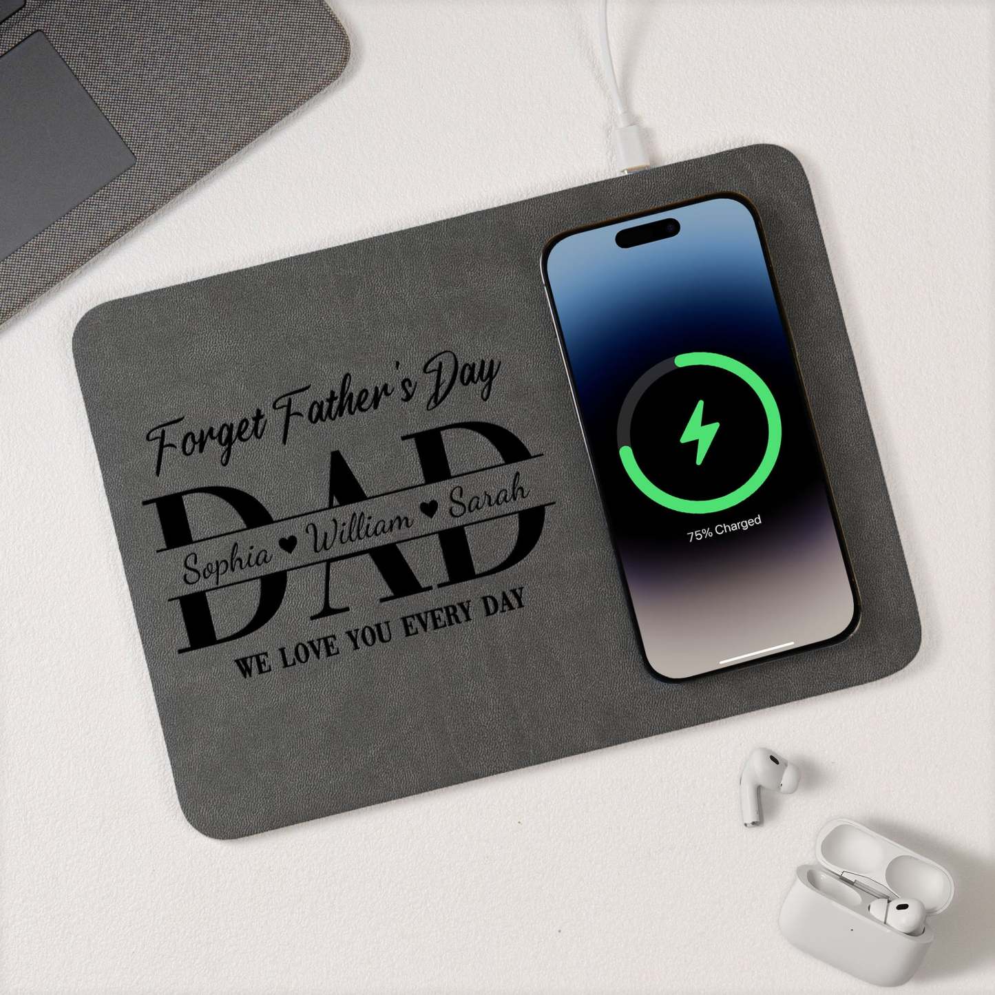 Personalized Charging Pad Dad Sketch Line Art Custom Photo Father's Day Gift For Dad - Photowatch
