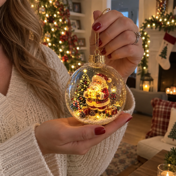 Enchanted Christmas Glow Ornament Miniature Holiday Scene Keepsake Best Christmas Gift for Family