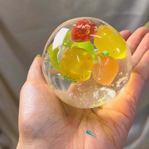 Fruit Jelly Squishy Ball Realistic Fruit Gel Stress Relief Sensory Fidget Toy