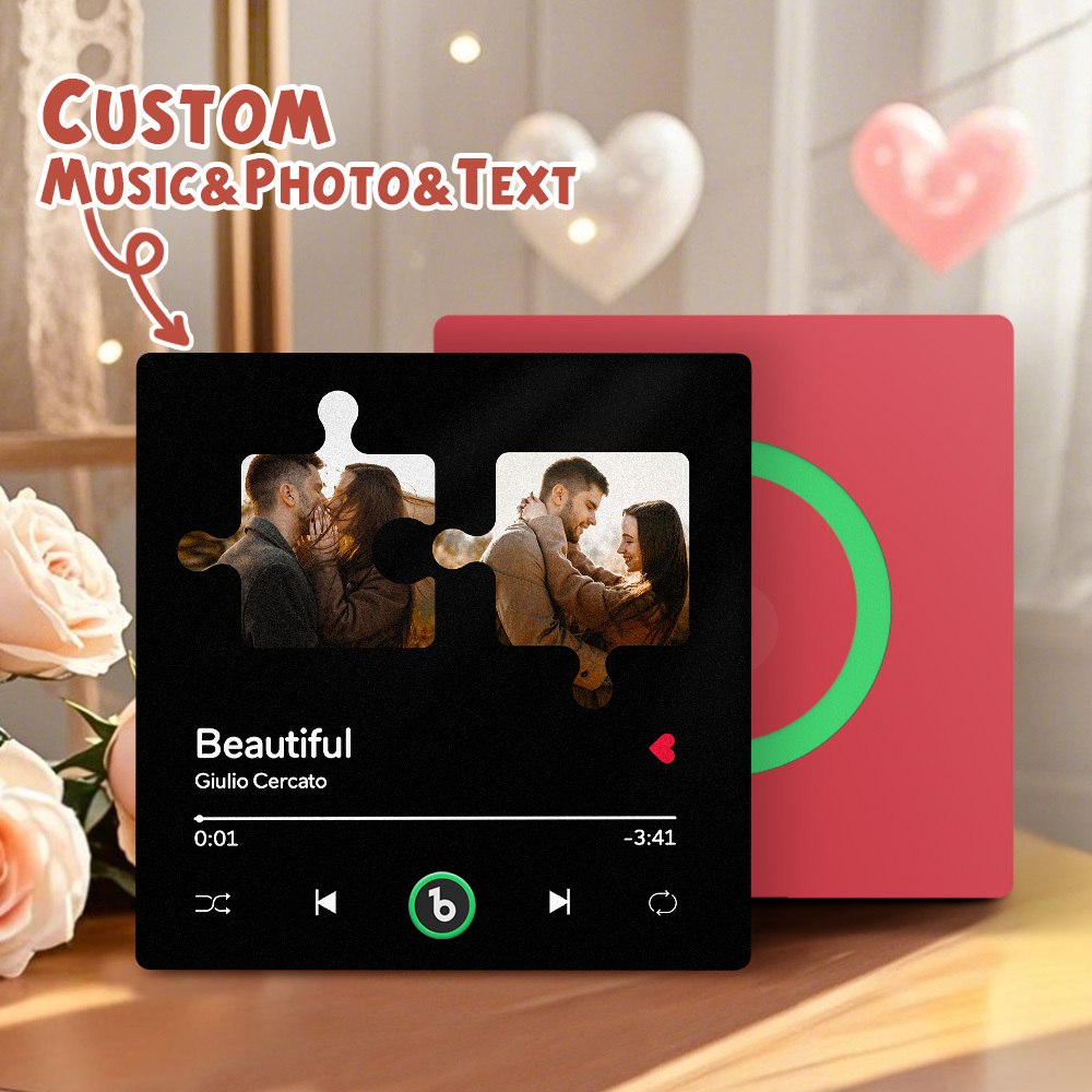 Custom Music Fridge Magnets Valentine's Day Gifts Custom Music Fridge Magnet Colorful Frame Album Fridge Magnet Can Play Songs Gift for Couple