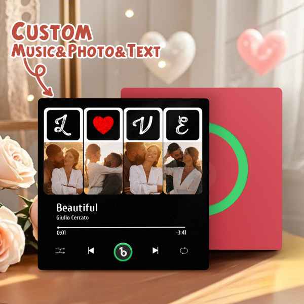 Custom Music Fridge Magnets Valentine's Day Gifts Custom Music Fridge Magnet Colorful Frame Album Fridge Magnet Can Play Songs Gift for Couple