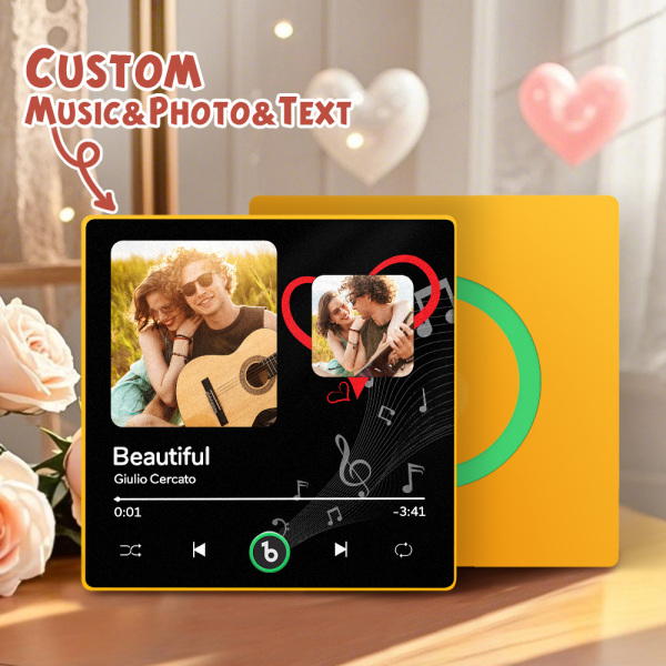 Custom Music Fridge Magnets Valentine's Day Gifts Custom Music Fridge Magnet Colorful Frame Album Fridge Magnet Can Play Songs Gift for Couple
