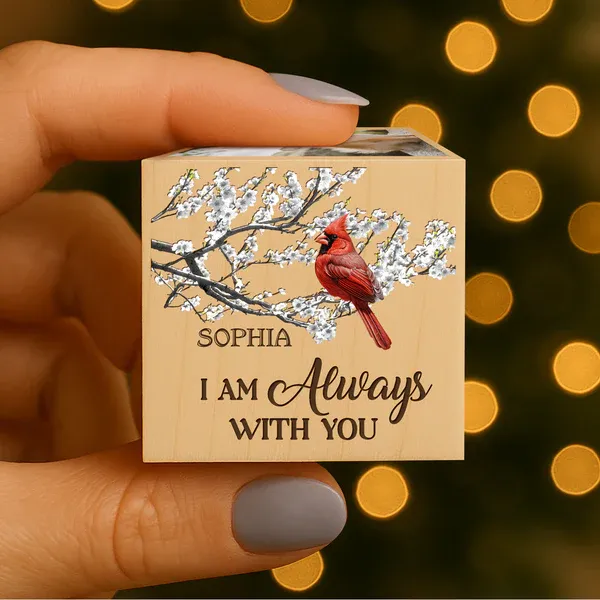 Custom Photo We're Always With You Memorial Cube Ornament For Christmas