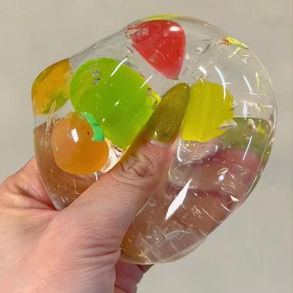 Fruit Jelly Squishy Ball Realistic Fruit Gel Stress Relief Sensory Fidget Toy