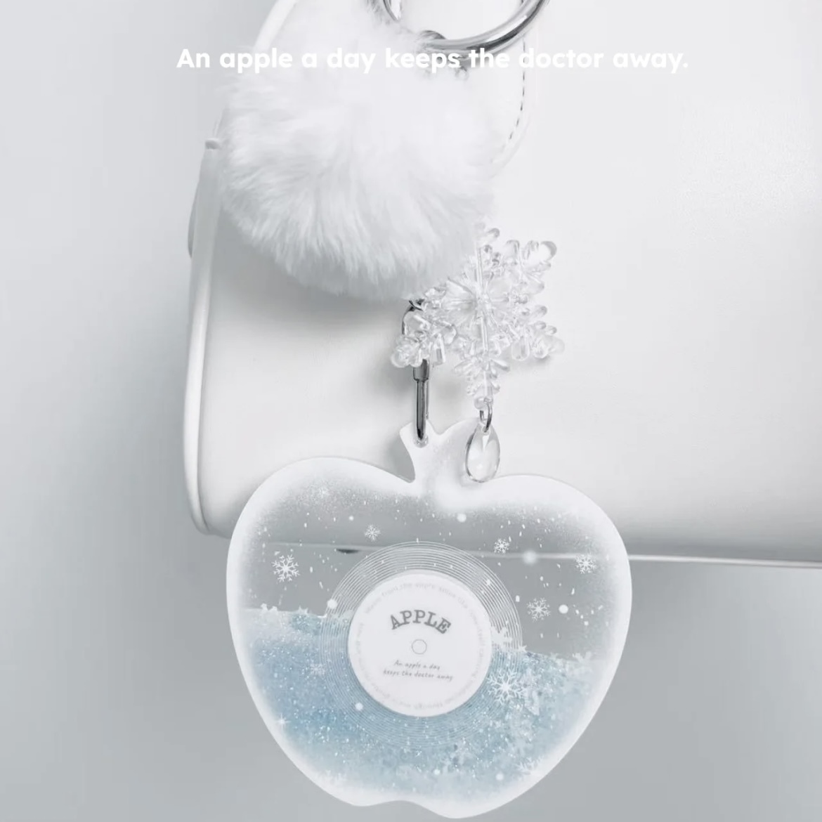 Winter Apple Snowflake Liquid Keychain for Couples | NFC Music Record Keyring | Romantic Love Gift