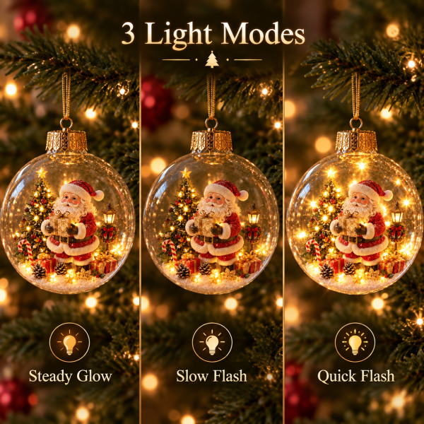 Enchanted Christmas Glow Ornament Miniature Holiday Scene Keepsake Best Christmas Gift for Family