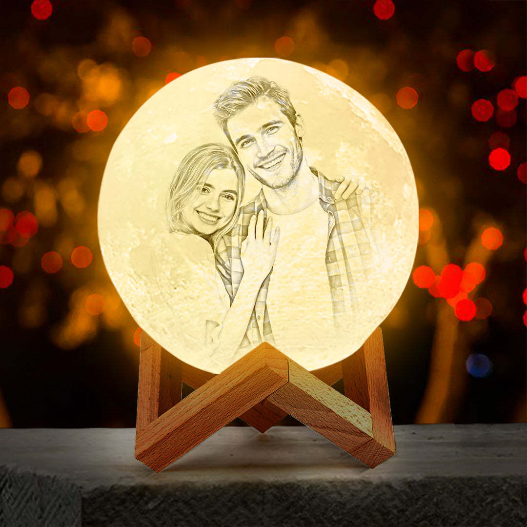 Anniversary Gifts Custom 3D Printing Photo Moon Lamp & Engraving Custom 3D Print Luna Light Painting Light