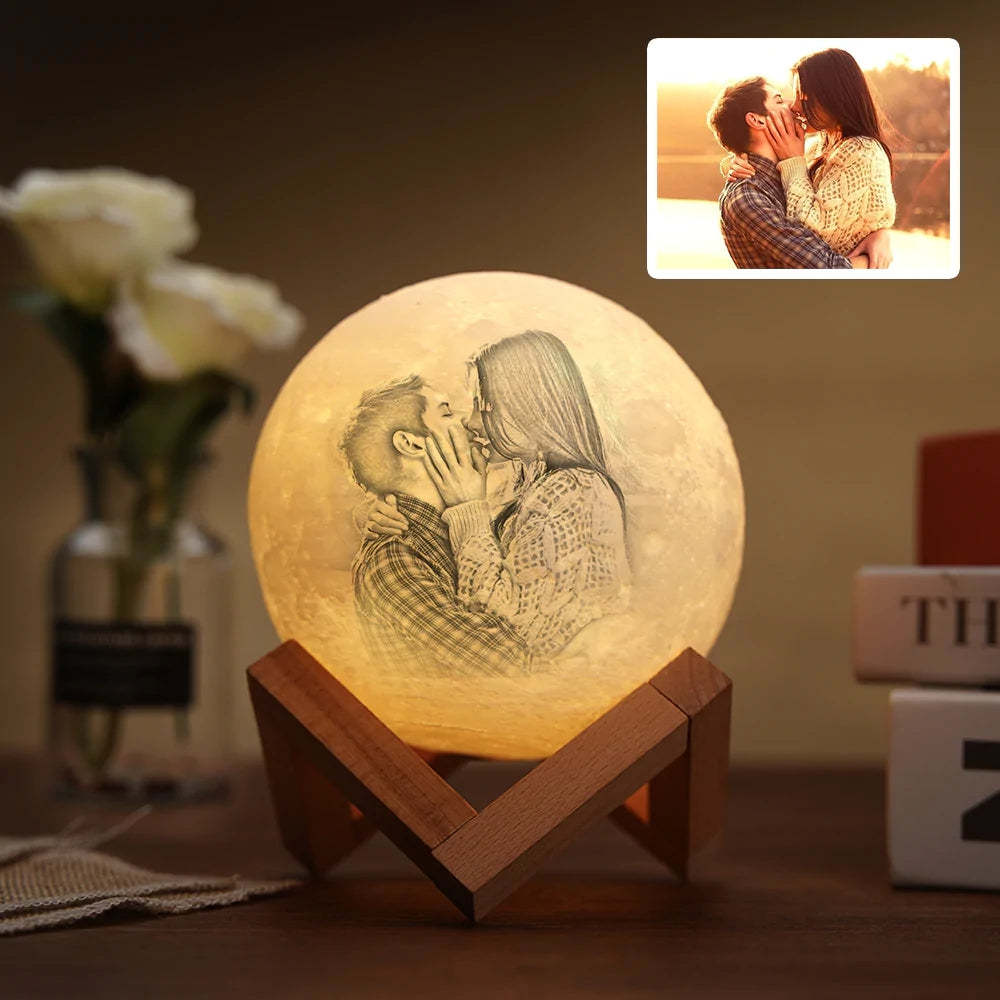 Custom 3D Printing Photo Moon Lamp & Engraving Custom 3D Print Luna Light Painting Light