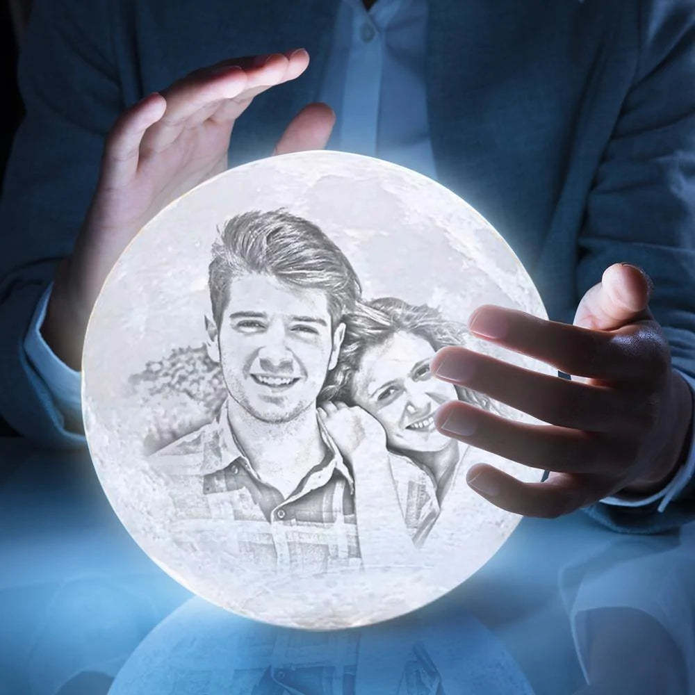 Custom 3D Printing Photo Moon Lamp & Engraving Custom 3D Print Luna Light Painting Light Gift For Couple
