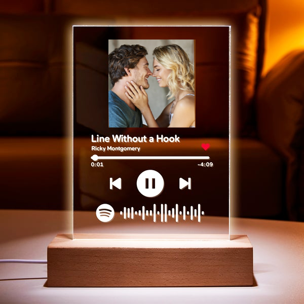 Spotify Glass Art Music Song Plaque Anniversary Gifts Night Light