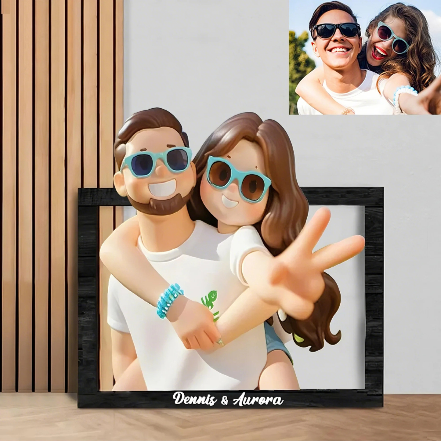 Personalized Cartoon Toy Style Photo Wood Frame - MyPhotoBoxerUk
