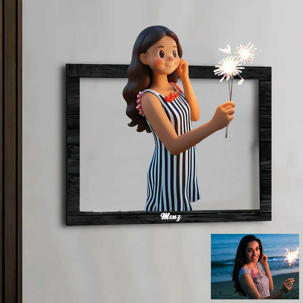 Personalized Cartoon Toy Style Photo Wood Frame - MyPhotoBoxerUk