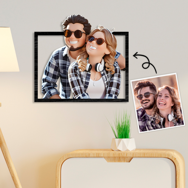 Personalized Cartoon Toy Style Photo Wood Frame - MyPhotoBoxerUk