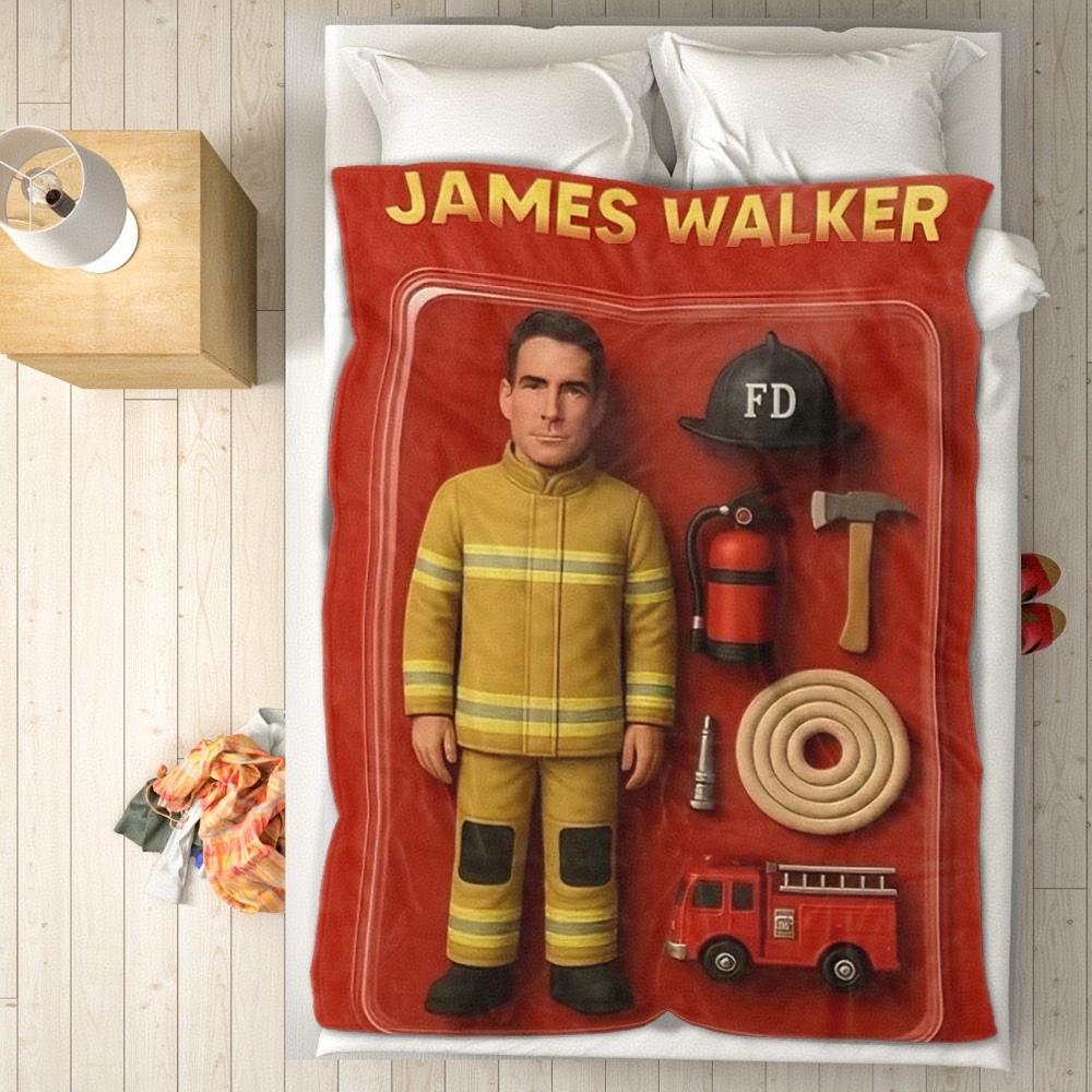 Custom 2D Mini Figures Blanket Custom Toy Figure Blanket Personalization Photo Blanket for Him - CustomPetGifts