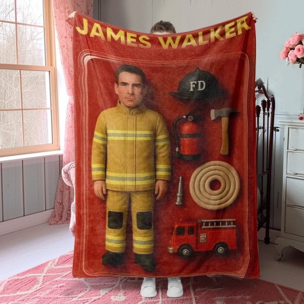 Custom 2D Mini Figures Blanket Custom Toy Figure Blanket Personalization Photo Blanket for Him - CustomPetGifts