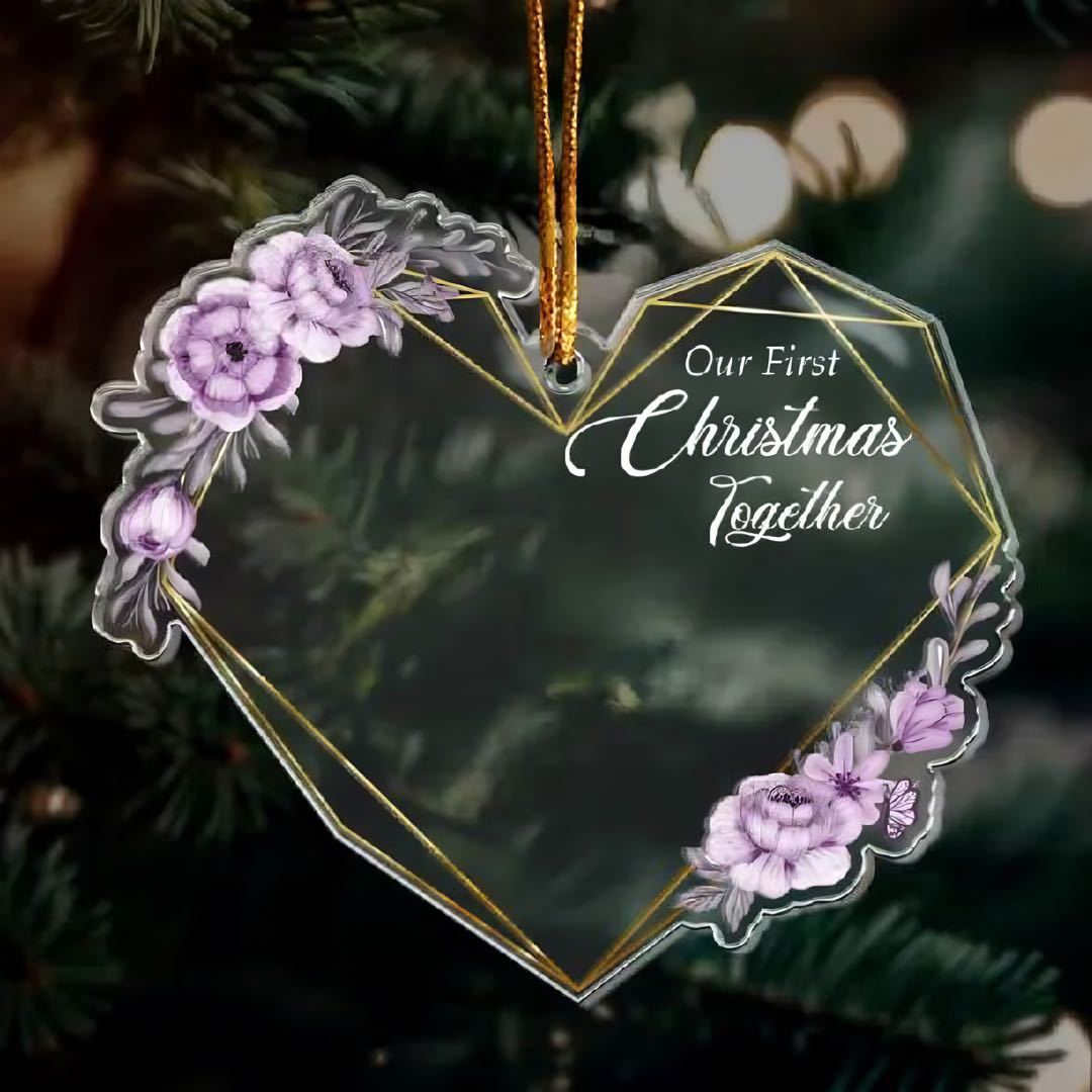 Personalized Acrylic Photo Ornament, Our First Christmas Together, Best Christmas Gift for Lover, Husband, Wife, Family