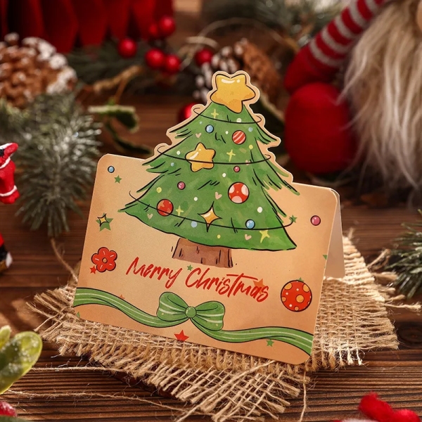Handwritten Christmas Greeting Card Retro Cartoon Design Decoration Small Festive Gift Card Simple Style - Photowatch