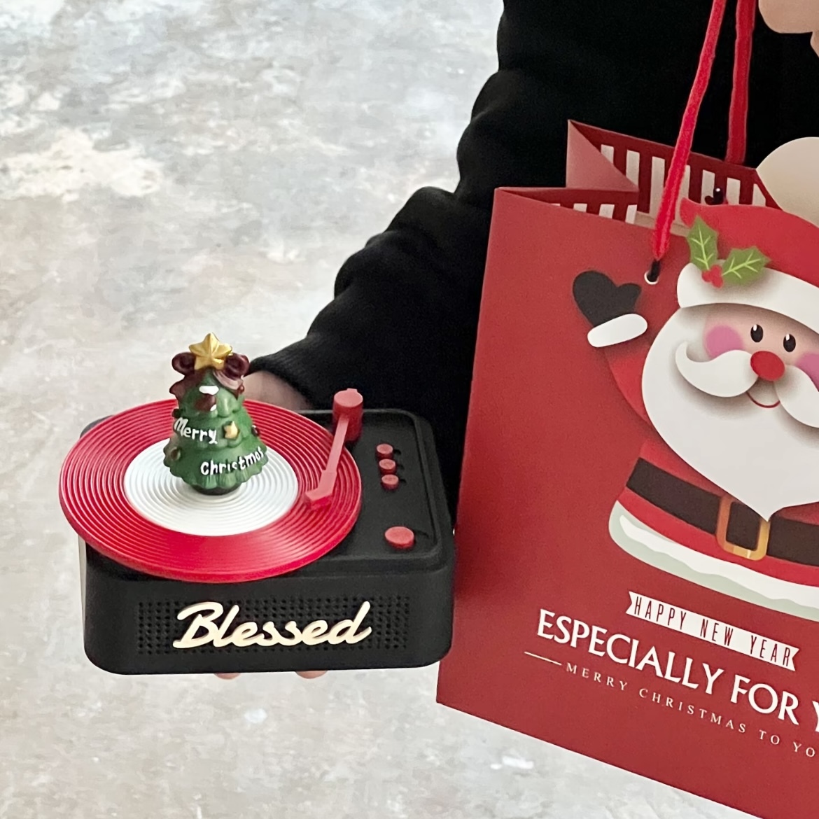 Christmas Retro Record Player Bluetooth Speaker | Rotating Christmas Tree Decor | Festive Gift with Music & Light | Best Christmas Gift for Family, Couple, Lover, Friend