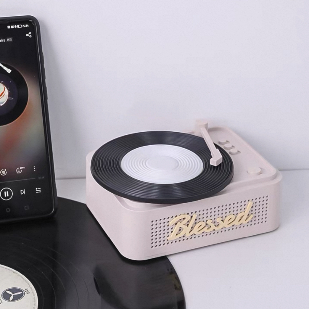 Christmas Retro Record Player Bluetooth Speaker | Rotating Christmas Tree Decor | Festive Gift with Music & Light | Best Christmas Gift for Family, Couple, Lover, Friend